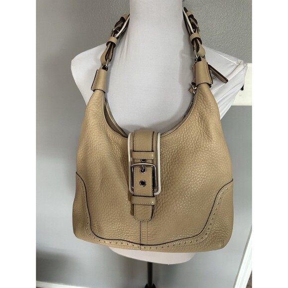 Vintage Coach Pebbled Leather Shoulder Bag M05S-5054 Beige Hobo Bag Purse EUC - Picture 10 of 10